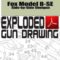 Fox Model B-SE Side-by-Side Shotgun Exploded Gun Drawing Download