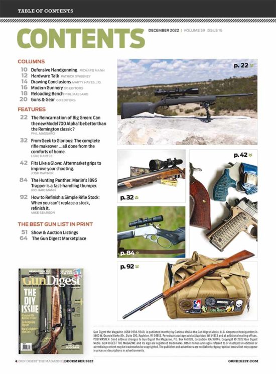 Gun Digest TOC December 2022