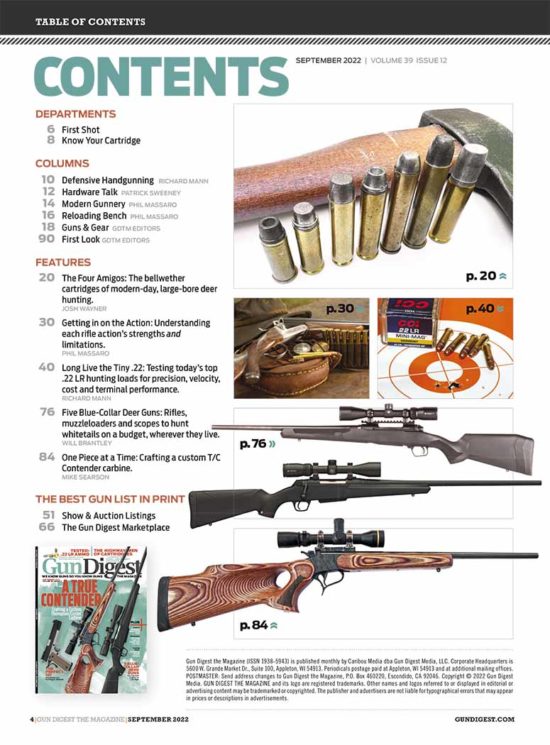 Gun Digest TOC Sept 2022